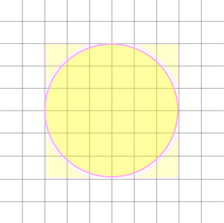 A drawing of a circle with the four edges that represent a box or square being removed from the circle.