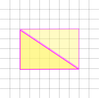 A drawing showing a rectangle that has been splitted in 
half with the top half dimmed showng a right triangle.