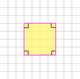 A drawing showing a square with four right angles.