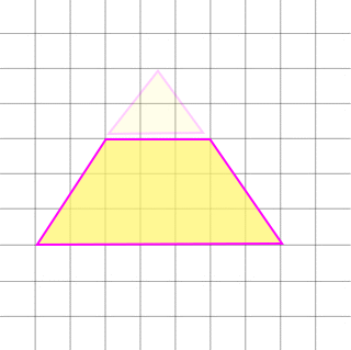 A drawing showing anisosceles trapezoid as an isosceles triangle with its "top" cut off.
