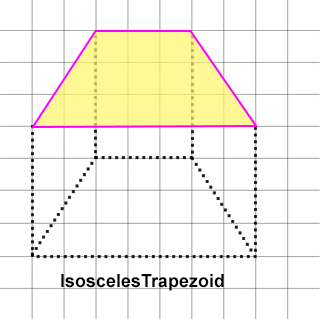 A drawing showing a trapezoid that looks like a square when viewed from a top-level perspective.